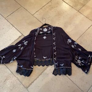 Free People Embroidered Cardigan